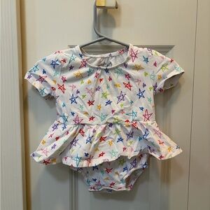 Baby Girl White Star-Print Peplum One-Piece Bodysuit